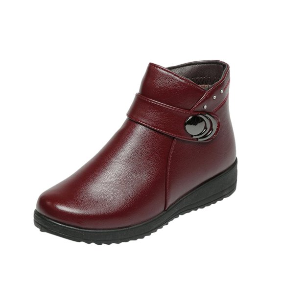NOKIO Women's Flat Ankle Booties with Decorative Oversized Metal Button Detail, Casual Side Zipper Booties Comfortable Round Toe B𝗈𝗈𝑡𝑠 Lightweight Walking Shoes for Travel
