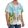 thumbnail image 2 of Gaeub French Bulldog Sunflowers Bubbles Men's Lapel Short Sleeve Shirt,Cuban Shirts For Men,Short Sleeve Button Down Men, Soft and Breathable for Outdoors Party Travel-Small, 2 of 5