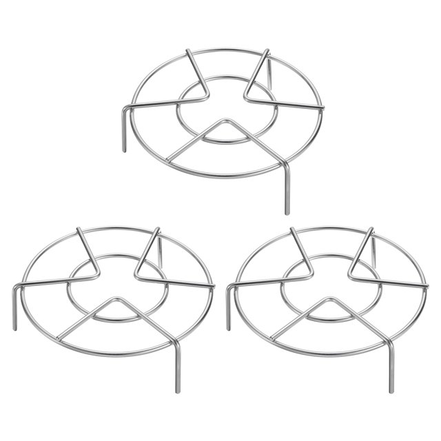 Uxcell 3 piezas de soporte de vapor de 6.3" de diámetro, trivet de metal para cocinero, tono plateado (2" de alto)