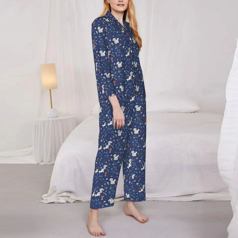 Easygdp Squirrel Flower Women's Long-Sleeve Shirt and Full Easygdp Squirrel Flower Women's Long-Sleeve Shirt and Full