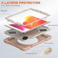 thumbnail image 3 of Case for iPad 9th/8th/7th Gen 10.2 inch 2021/2020/2019, 360 Degree Rotating Hand Grip Shockproof Cover with Shoulder Strap, Rose Gold, 3 of 7
