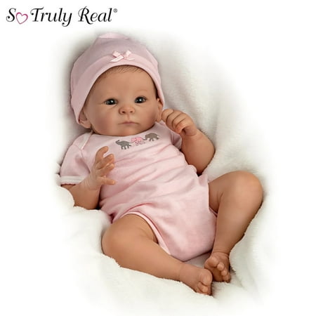 The Ashton - Drake Galleries Little Peanut Lifelike So Truly Real® Reborn Baby Girl Doll Weighted Fully Poseable with Soft RealTouch® Vinyl Skin by Master Doll Artist Tasha Edenholm 17"-Inches