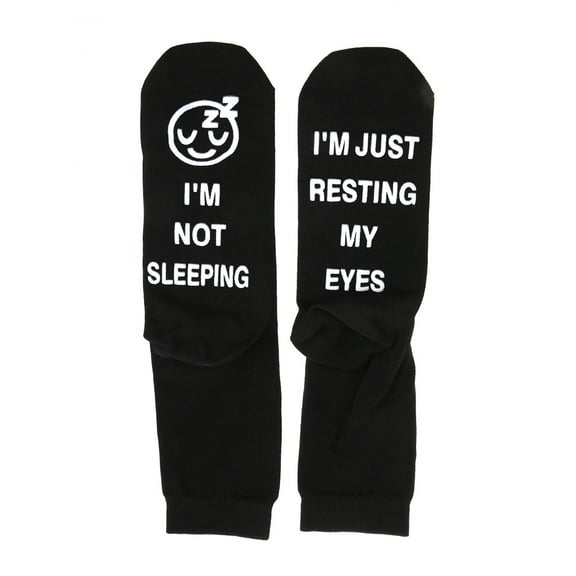 Unisex Black White Funny Sayings Cotton Socks Novelty I Not Sleeping Just Resting My Eyes Letters Hosiery Birthday Santa Gift for Grandpa Dad Mom