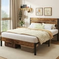 thumbnail image 6 of Fluest Queen Size Bed Frame with Headboard and Footboard,Metal Support,No Box Spring Needed, Rustic Brown, 6 of 8