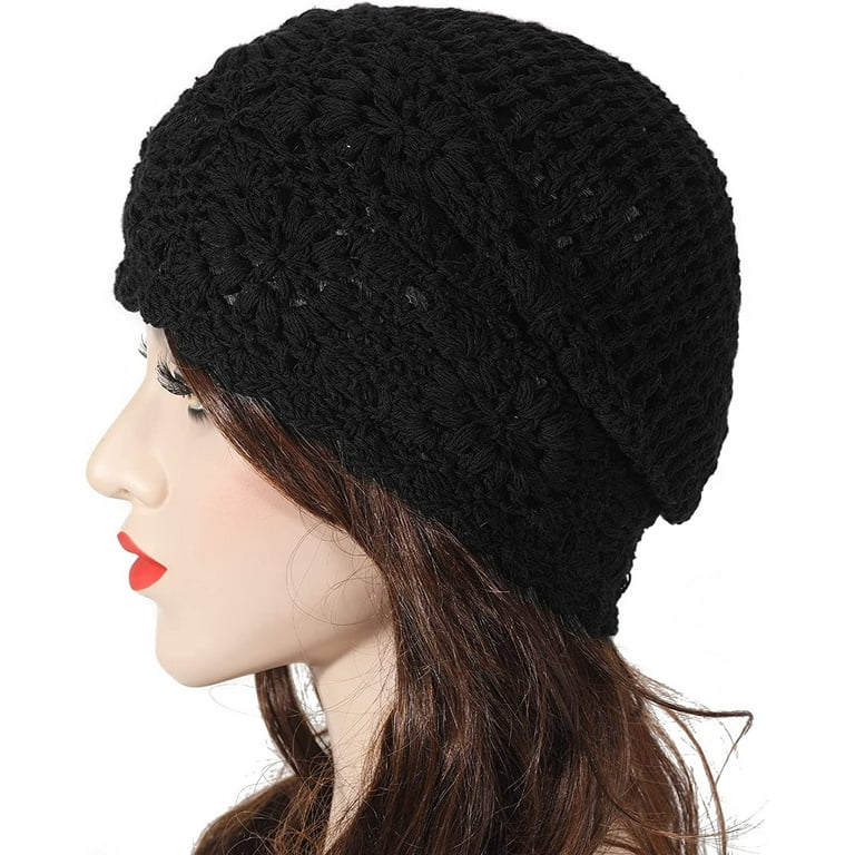 ZLYC Women Cotton Crochet Slouchy Beanie Hat Handmade Knit Cutout Summer Floral Skull Cap ZLYC Women Cotton Crochet Slouchy Beanie Hat Handmade Knit Cutout Summer Floral Skull Cap
