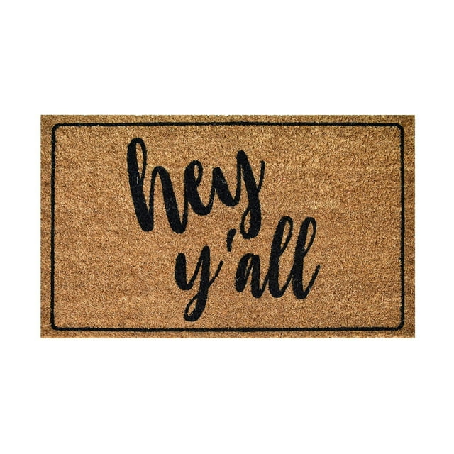 Spring Coir Doormat Outdoor Plain Doormats Outdoor Waterproof Summer Door Rug All-Weather Heavy Duty Doormat for Entryway Front Door Patio Porch, Indoor Outdoor, 16x24 Inch hey y'all