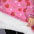 thumbnail image 3 of Oversized Wearable Blanket Hoodie,Strawberry Plants Fruit Flower Pink Pattern Sherpa Blanket Hoodie with Super Pockets,Super Warm Fuzzy Pullover for Women & Men, 3 of 6