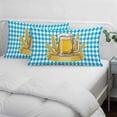 thumbnail image 3 of Cartoon Beer Pillow Covers, Linen Long Throw Pillow Case, Funny Wheat Abstract Blue White Plaid Holiday Pillow Protector Decorative Cushion Cover for Living Room/Bedroom 24" x 36", 3 of 8