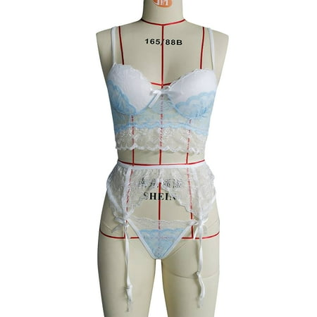 

Aayomet Corset Lingerie For Women Lingerie for Women 3 Piece Lingerie Set with Garter Belt Bra and Panty Sets Lace Bodydoll Teddy Lingerie White XL