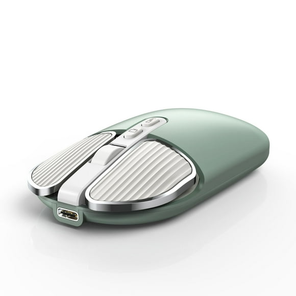 yeacher Silent UV-Coated Wireless Mouse T600 with 2.4G+BT5.1, Rechargeable 500mAh Battery, Adjustable DPI, and One-Click Desktop Function in Green