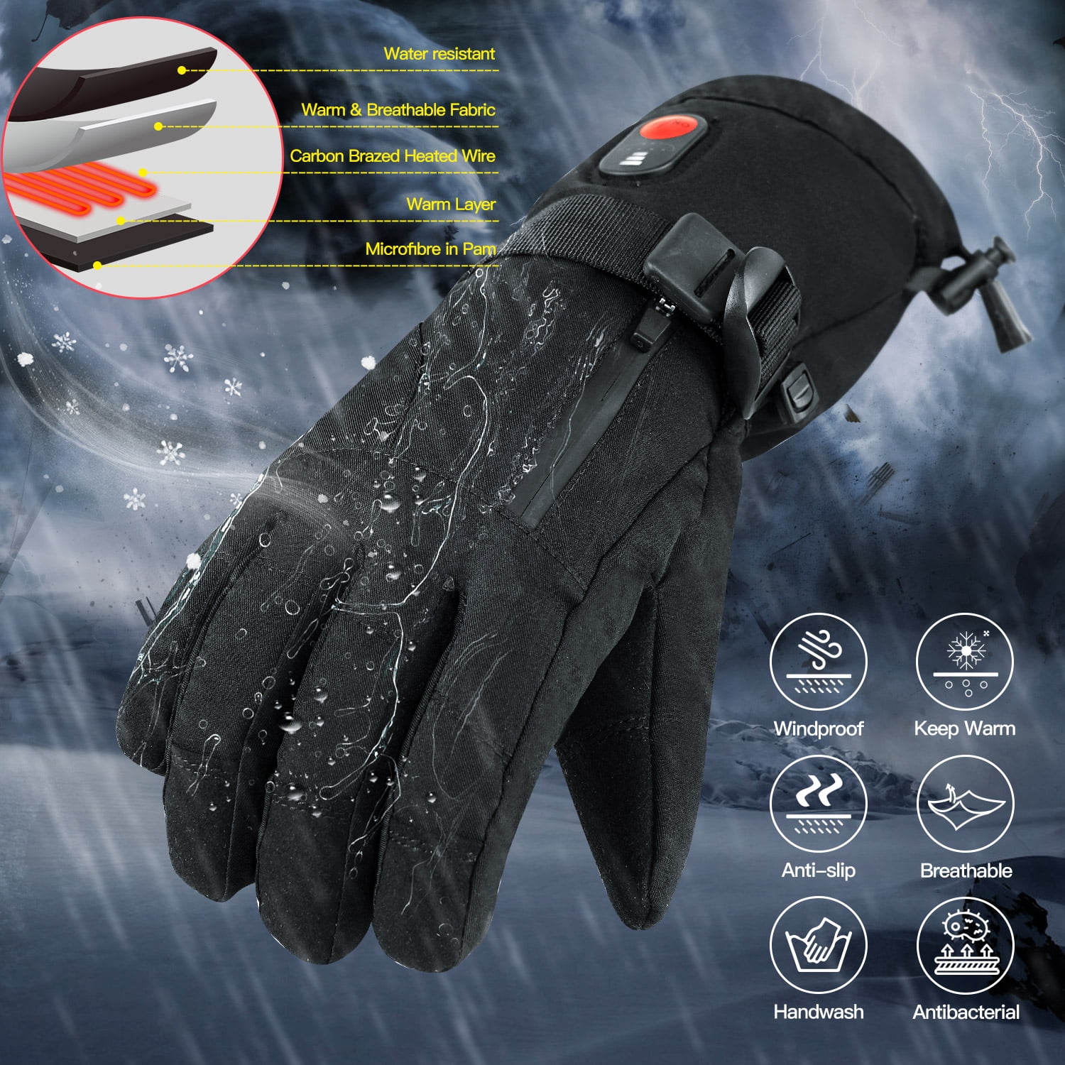 SUN WILL Upgraded Heated Gloves for Men & Women - Rechargeable, Touchscreen, Waterproof - Winter Warmth for Skiing, Cycling, Outdoor Activities