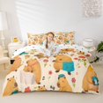 thumbnail image 2 of Erosebridal Brown Capybara Kids Duvet Cover Set, Flower Floral Bedding Full, 3pcs, No Comforter, 2 of 5
