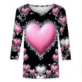 thumbnail image 4 of Valentines Day Shirts Womens Love Heart Printed Graphic Tee 3/4 Sleeve Crew Neck Casual Tshirts Holiday Tops (2XL, Pink D), 4 of 5