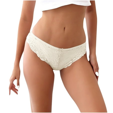 Njoeus 3 Pack Women s Underwear Low Waist Lace Panty Ladies Comfy Breathable Underwear Briefs Hipsters Panties Multipack S-XL