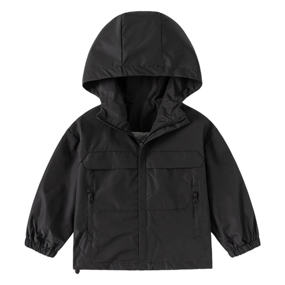 SGMVNU Hooded Jackets for Boys Toddler Kids, Casual Windbreaker Outerwear, Lightweight Zipper Jacket Coats with Pockets, Spring Fall Dust Coat Outerwear for Kids, Black, 6-7 Years