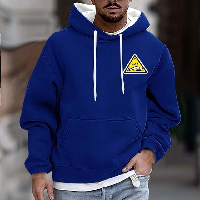 Dolkfu Sudadera con capucha de patrón informal para hombres, sudadera de manga larga con capucha, camisetas divertidas para hombres XXL