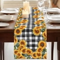 thumbnail image 3 of Table Runners 70 Inches Long Dress Scarves, Sunflowers Farmhouse Coffee/Dining/Kitchen Table Decor, Holiday Table Runner, Farmhouse Summer Floral Black White Plaid 13x70 Inch, 3 of 9