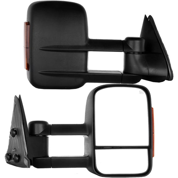 ECCPP Towing Mirrors Pair Set Replacement fit for 2003-06 Chevy Silverado 1500 2500 HD 3500 Suburban 1500 2500 Tahoe GMC Sierra Yukon Power Heated Signal Black Manual Telescoping Side View Mirror