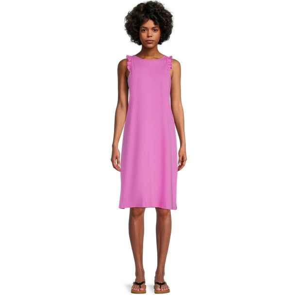 Time and Tru Women's Lettuce Edge Midi Dress