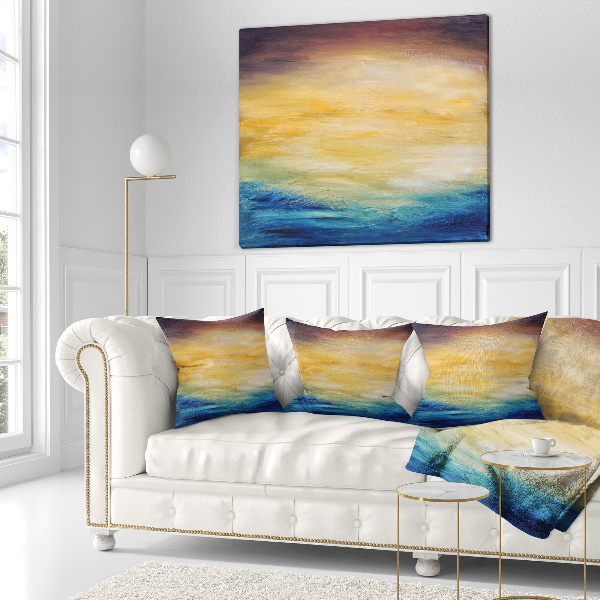 Designart Abstract Water Sunset - Abstract Throw Pillow - 18x18