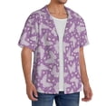 thumbnail image 2 of Sikiie Purple Butterflies Floral Men's Cuban Shirt, Hawaiian Shirts, Business Casual Button Down Shirts, Short Sleeve Shirt-3X-Large, 2 of 5