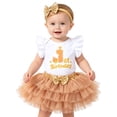 thumbnail image 3 of Tiijoy Baby Girls 1St Birthday Outfits Flutter Sleeve Romper Tutu Skirt Headband 3Pcs Set, 3 of 4