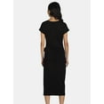thumbnail image 4 of Time and Tru Women's and Women's Plus Side Tie Midi Dress with Short Sleeves, Sizes XS-4X, 4 of 4