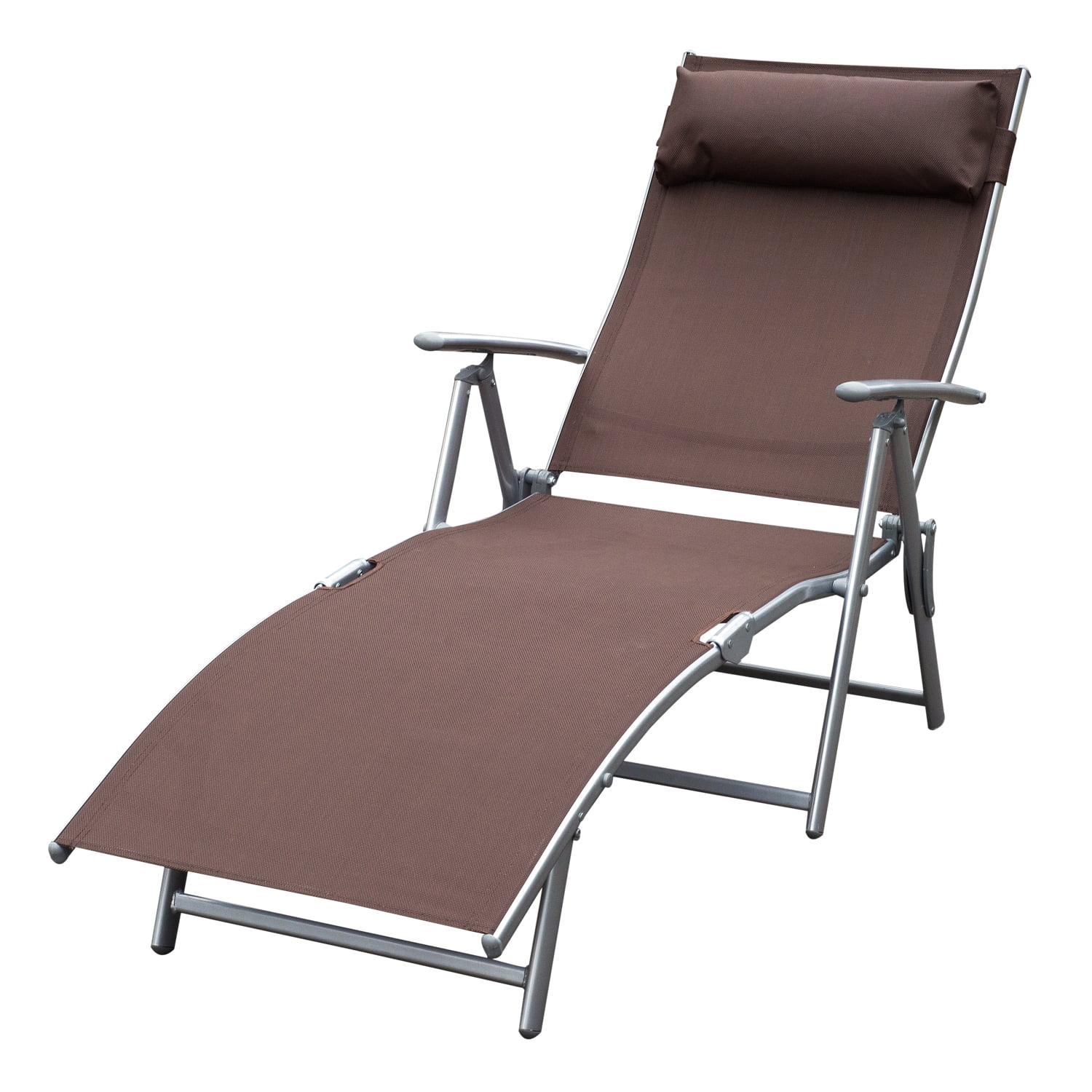 Outsunny Steel Fabric Outdoor Folding Chaise Lounge Chair Recliner with