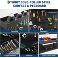 thumbnail image 4 of YUSAZENS 48 Inch Three Layer Workbench, Cold Rolled Steel Construction with Rear Back Panel, Black Multifunctional Utility Table for Household Garage DIY, 4 of 6