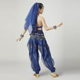 thumbnail image 7 of Girls Belly Dance Costume Set - Blue 100% Polyester Complete Ensemble with Coin Embellishments for Kids 5-13 Years, Flowy Pants & Headscarf,Size 7-9 T, 7 of 7