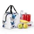 thumbnail image 4 of Yiaed Blue Flying Butterflies Print Insulated Lunch Bag Reusable Cute Tote Lunch Box, Leakproof Cooler Lunch Bags for Work Office Travel School Picnic, 4 of 5
