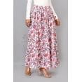 thumbnail image 5 of Women White Floral Botanical Hand Block Print Cotton Maxi Skirt with Elastic Waist for Her, Soft Everyday Style, XL, 5 of 6