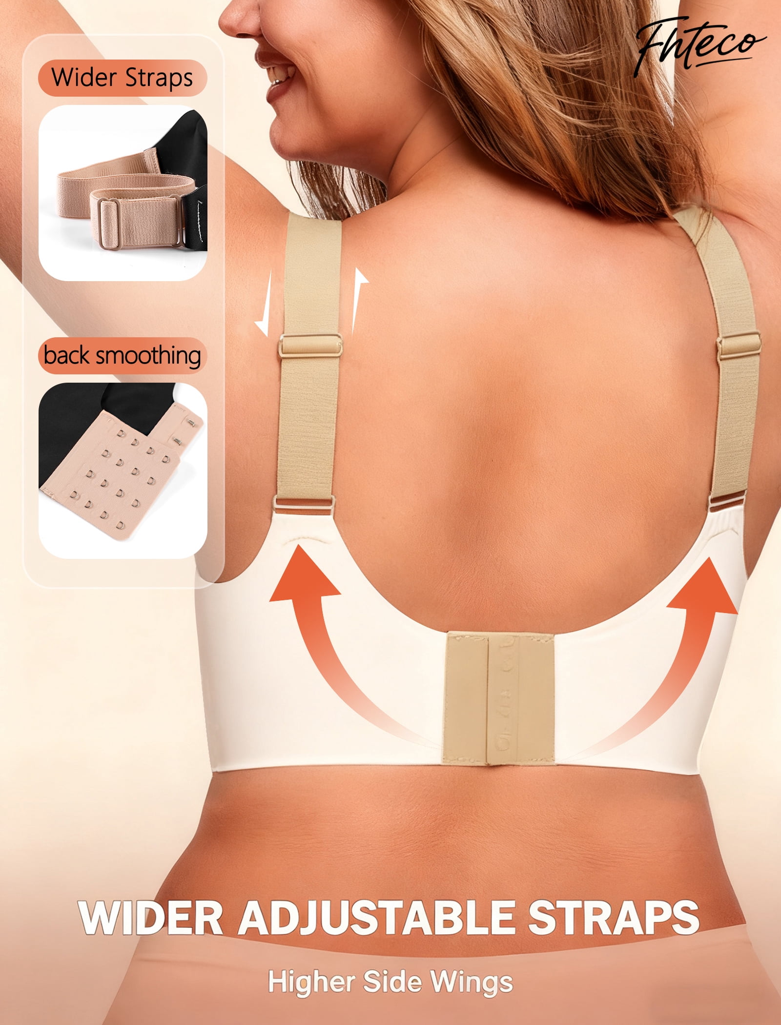 FHTECO Jelly Smoothing Bra Anti Sagging Wireless Push Up Bras for Women No Underwire Full Coverage Bra Seamless Bras for Women