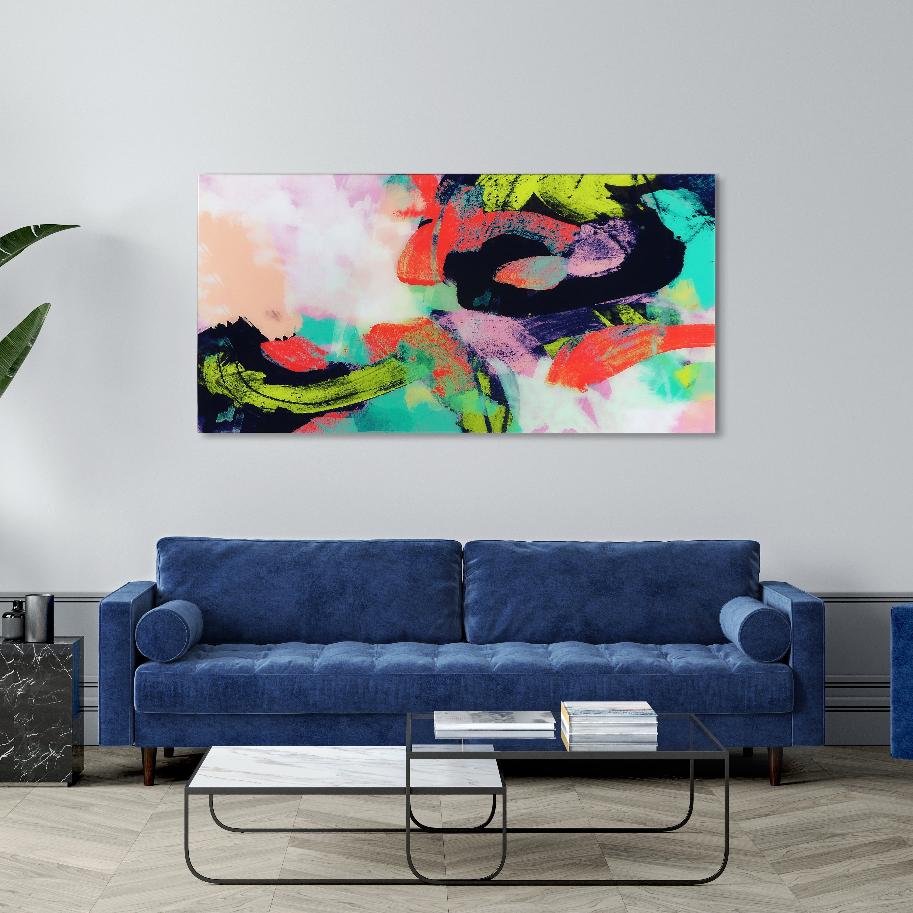 Empire Art Direct Colorful Frameless Free Floating Tempered Glass Panel Graphic Wall Art, 72" x 36", Ready to Hang