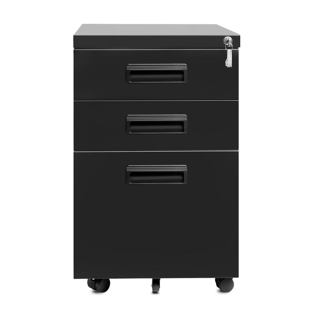 5 casters 3 drawers mobile metal filing (black