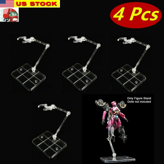 4 Pcs of HG144 Action Figure Stand, Display Holder Base, Doll Model Support Stand Compatible with 6" HG RG SD SHF Gundam 1/44 Toy Clear
