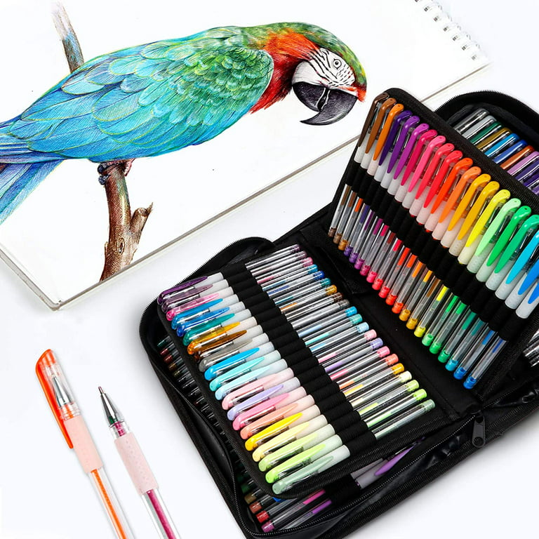Gel Pens, Shuttle Art 130 Colors Gel Pen with 1 Coloring Book in Travel Case for