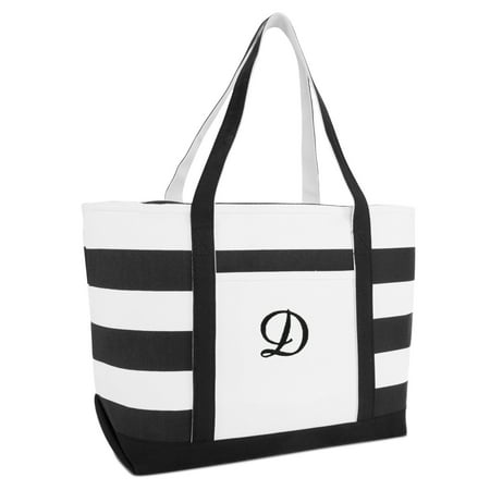Dalix Striped Beach Bag Tote Bags Handbag Personalized Black Ballent Letter D Dalix Striped Beach Bag Tote Bags Handbag Personalized Black Ballent Letter D