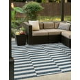 thumbnail image 5 of Unique Loom Outdoor Striped Collection Area Rug - Striped (10' Square Blue/Ivory), 5 of 6
