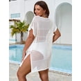 thumbnail image 5 of Drvitor Plus Size Swimsuit Cover Up for Women V-Neck Short Sleeve Crochet Tops Casual Loose Beach Swim Cover Up with Side Split, 5 of 8
