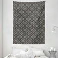 thumbnail image 1 of Lattice Tapestry, Hexagons Squares and Stripes Forming Star Shapes Repeating Tiles, Wall Hanging for Bedroom Living Room Dorm Decor, 60"W X 80"L, Charcoal Grey and Eggshell, by Ambesonne, 1 of 2