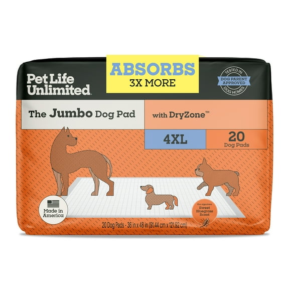 Pet Life Unlimited Jumbo Dog Pads, 4XL, 36x48in., 20ct