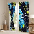 thumbnail image 3 of Homewish Dirt Bike Black Out Curtains for Boys Girls,Extreme Sport Curtains Pack of 2 (42x63 Each),Graffiti Splash Bedroom Curtains,Ultra Soft Home Decor, 3 of 6