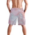 thumbnail image 3 of Dailycode Men's Quick Dry Swim Trunks Beach Shorts Casual Summer Board Shorts with Pockets, Pink Turquoise Lavender Marble, 3 of 8