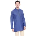 thumbnail image 2 of Shatranj Men's Indian Band Collar Classic Kurta Tunic With Embroidered Placket; Blue; SM, 2 of 2