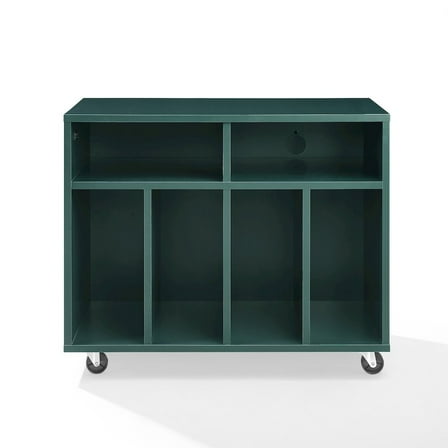 Crosley Furniture Carlo Rolling Record Storage Console In Dark Teal