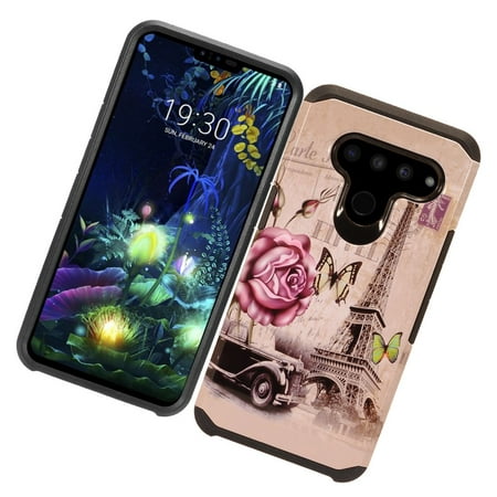 LG V50 ThinQ Phone Case Ultra Slim Fit Unique two Layer Soft TPU Silicone Gel Rubber & Hard Back Cover Bumper Shockproof Hybrid Armor Impact Defender Case Eiffel Tower Paris for LG V50