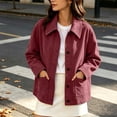 thumbnail image 2 of Edvintorg Women's Coats Plus Size Button Down Casual Jacket Long Sleeve Turndown Collar Loose Outerwear with Pocket Womens Fashion Wine S-3XL, 2 of 9