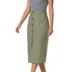 thumbnail image 4 of Falda de lino de INSPIRE CHIC para mujer, de cintura alta, hasta la rodilla, con botones en la parte delantera, faldas de lápiz de oficina, verde gris, 2XL, 4 of 6