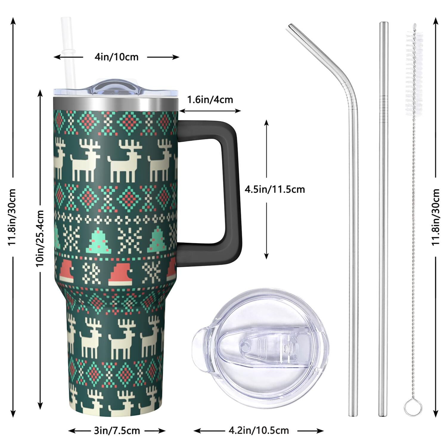 1pc 40 oz Christmas Tumbler with Lid and Straw Stainless steel Insulated tumblers Cute water bottle Travel/Gym coffee tumbler Gifts for Women/men